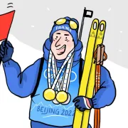 Le grand nom que l’on retiendra de ces Jeux Olympiques de Pékin, c’est celui du Jurassien Quentin Fillon Maillet, star du biathlon à 29 ans, un sport qui associe le ski de fond et le tir à la carabine.